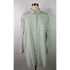 Anthropologie Striped Collared Long Sleeve Button Down Shirt Mini Dress